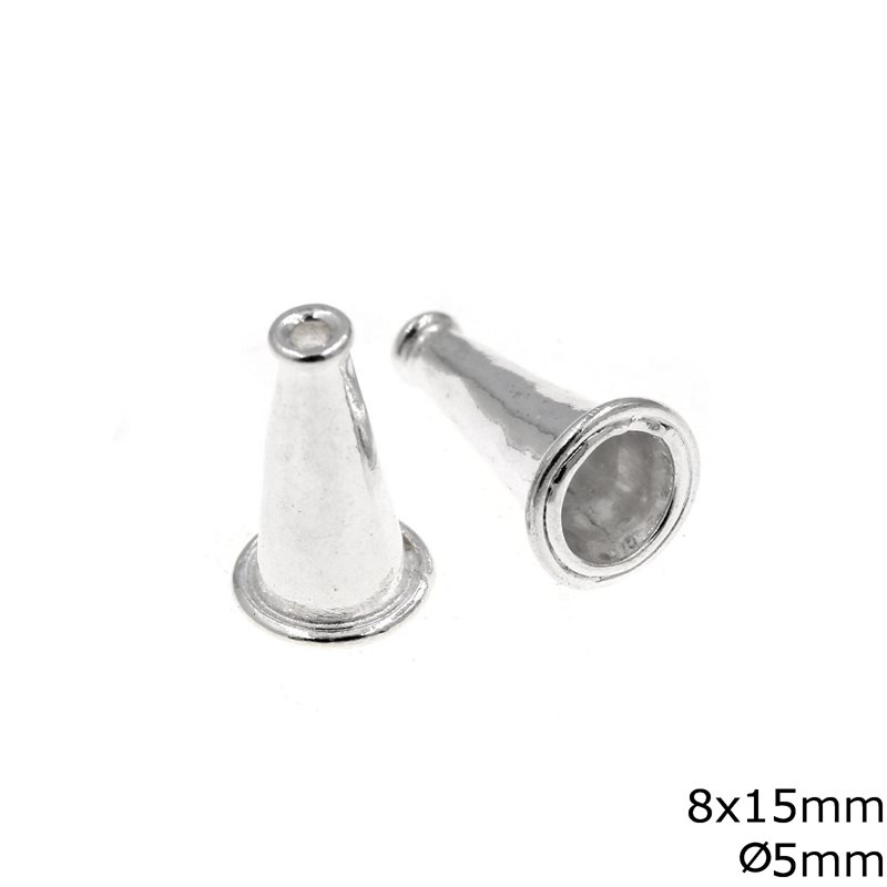 Silver 925 Cap Funnel 8x15mm, Hole 5mm