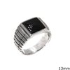 Silver 925 Male Ring with Onyx Stone 13mm