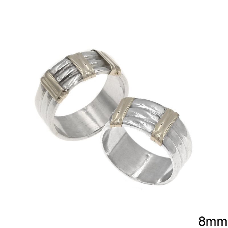 Silver 925 Triple Ring 8mm with K14 Parts