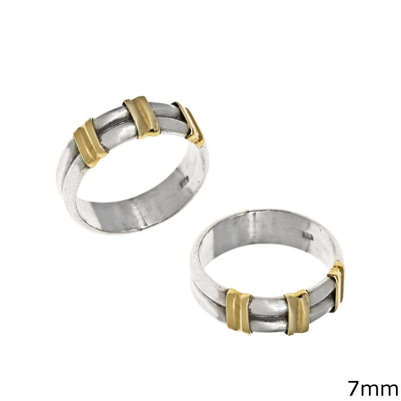 Silver 925 Triple Ring 7mm with K14 Bindings 