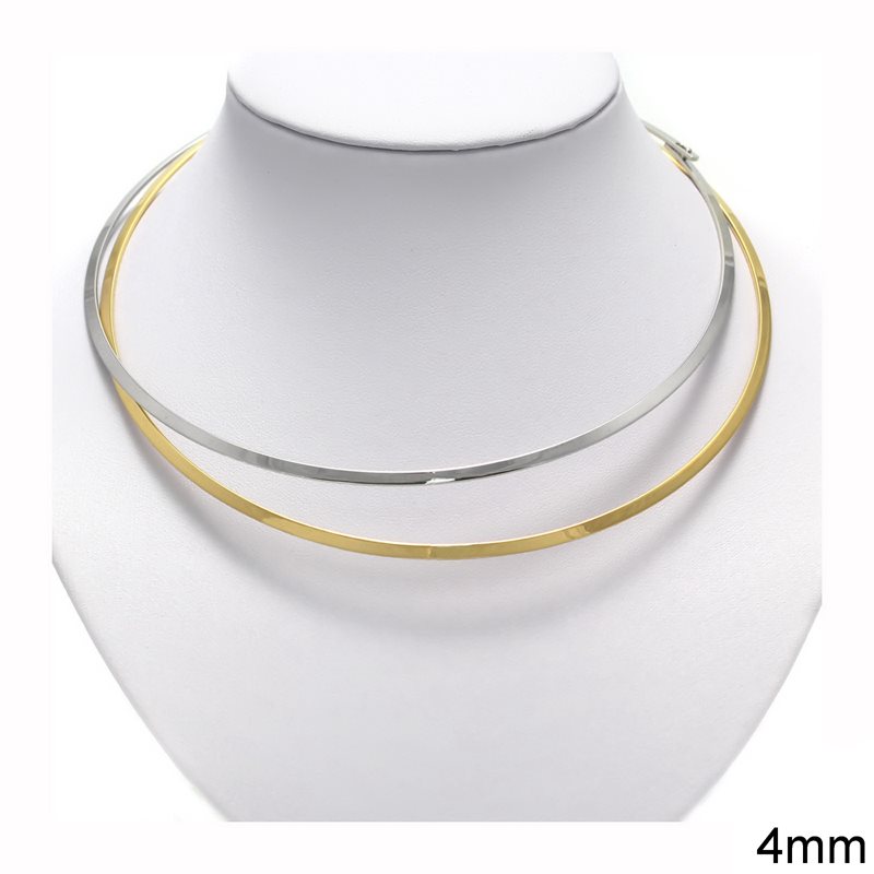 Stainless Steel Collar Necklace Flat Wire 4mm