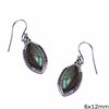Silver 925 Earrings with Navette Semi Precious Stone 6x12mm