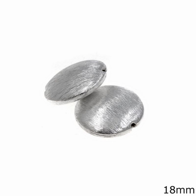 Silver 925 Bead Disk with Satin Finish 18mm