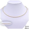 Siver 925 Twisted Diamond Cut Collar Necklace 2mm,40cm
