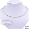 Siver 925 Rhodium Plated Twisted Diamond Cut Collar Necklace 2mm,40cm
