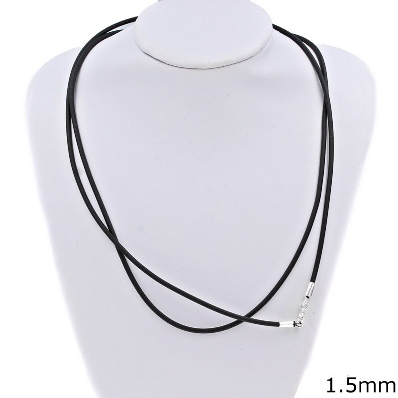 Silver 925 Necklase With Rubber 1.5mm