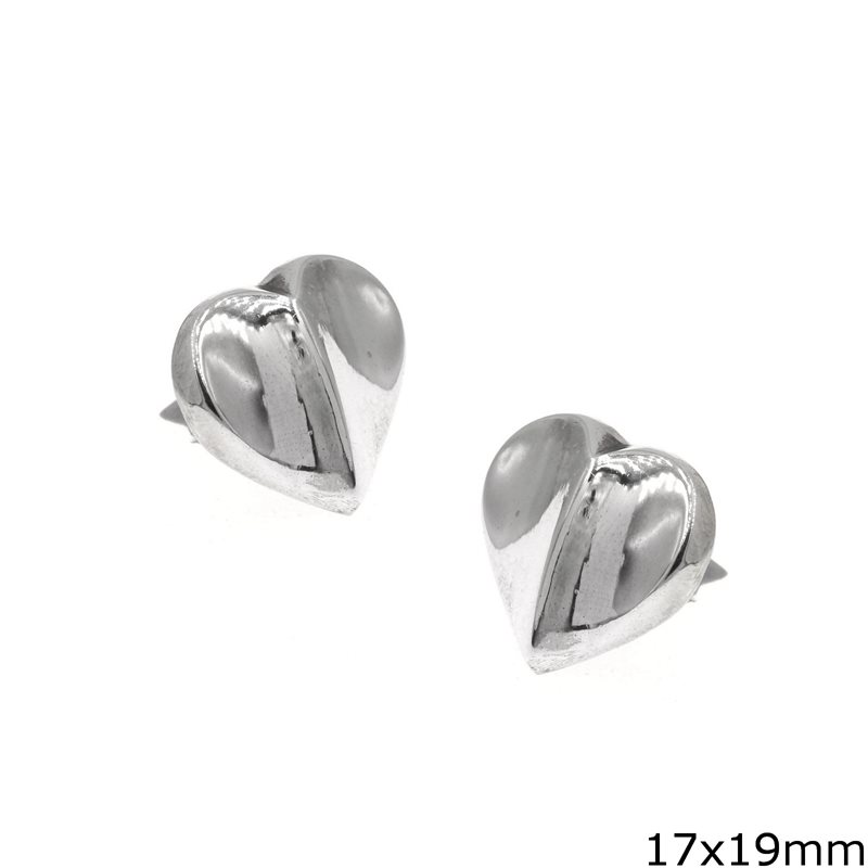 Silver 925  Earrings Heart 17x19mm
