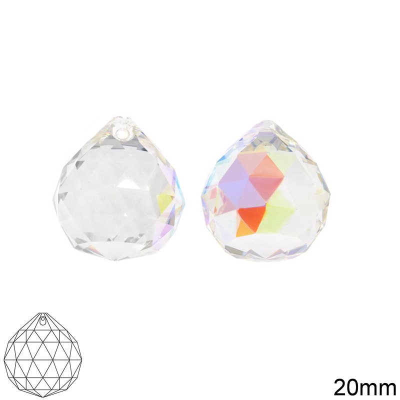 Pearshape Ball Faceted Crystal 20mm Crystal AB