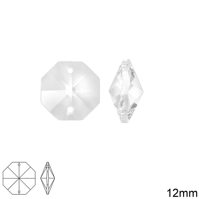 Κρύσταλλο Οκτάγωνο 12mm με 2τρύπες, Crystal