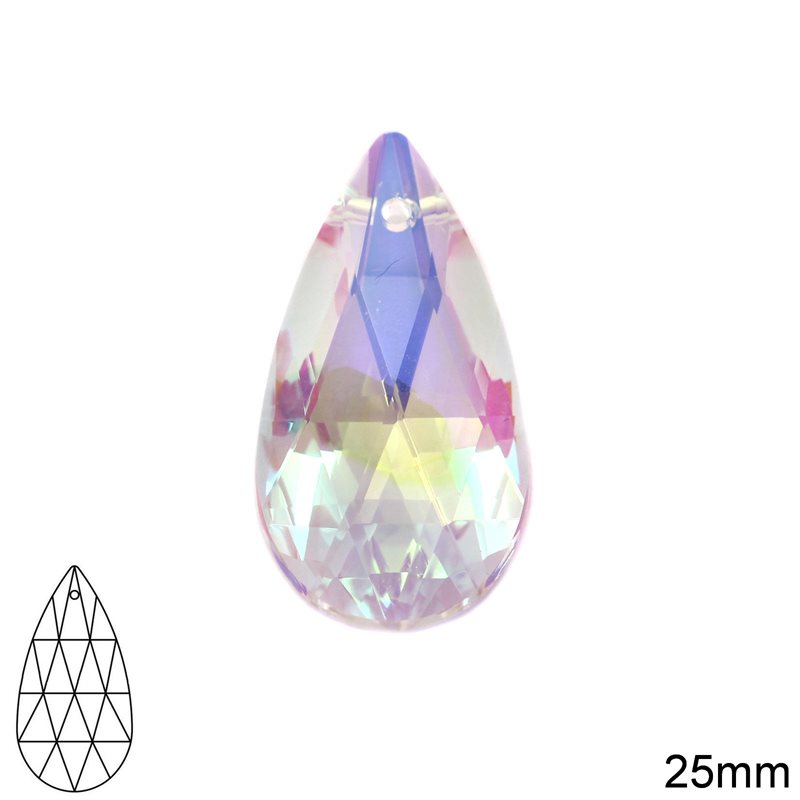 Almond Crystal 25mm, Crystal AB