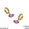 Stainless Steel Hoop Earrings 13mm with Zircon 10mm