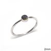 Silver 925 Ring with Round Semi Precious Stone 2mm