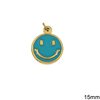Μενταγιόν Ατσάλινο Emoji Χαμόγελο με Σμάλτο 15mm