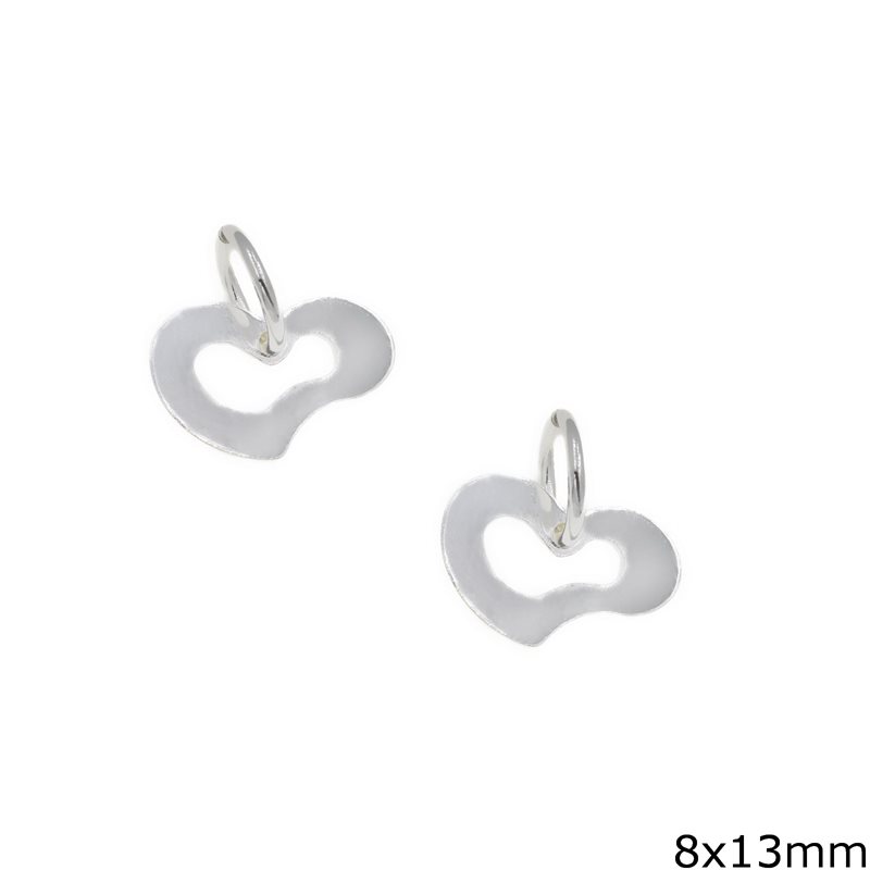 Silver 925 Pendant Outline Style Heart 8x13mm
