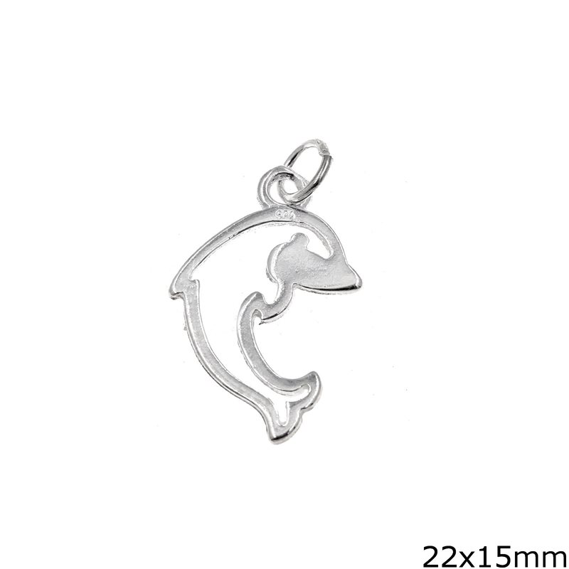 Silver 925 Pendant Outline Sttyle Fish with Satin Finish 22x15mm