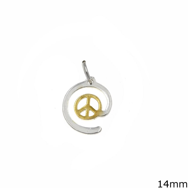 Silver 925 pendant Spiral with Peace Sign 14mm
