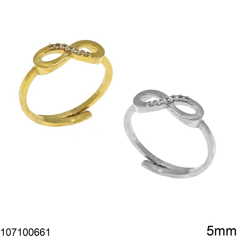 Δαχτυλίδι Ασημένιο 925 Άπειρο με Ζιργκόν 5mm
