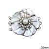 Aballone Shell Box Clasp 3-stranded Flower with Zircon 35mm