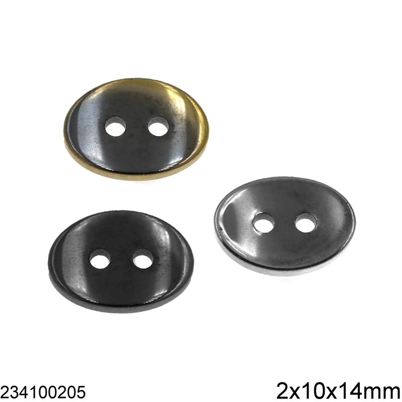 Hematine Oval Button 2x10x14mm