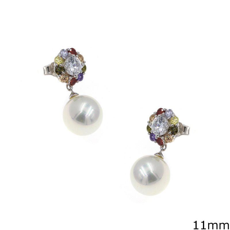 Silver 925 Earrings with Freshwater Pearl 11mm
