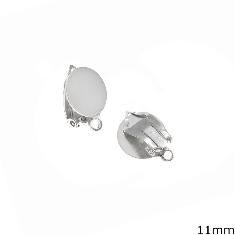Silver 925 Flat Ear Clip with Post and Loop 11mm