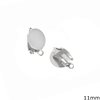 Silver 925 Flat Ear Clip with Post and Loop 11mm