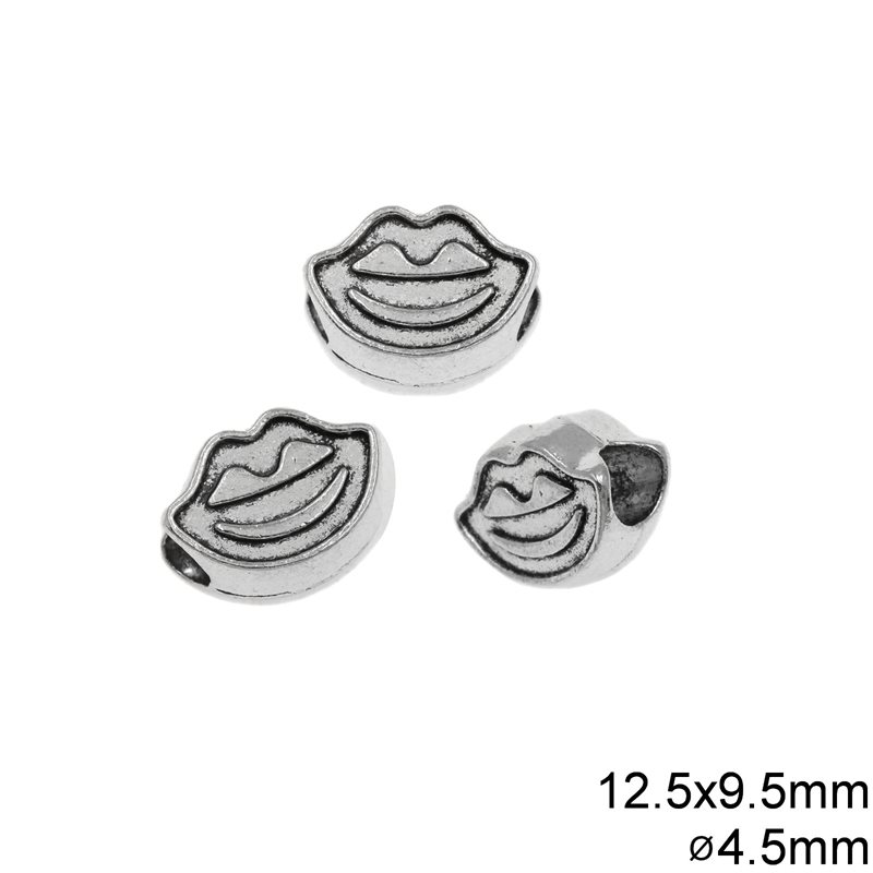 Casting Cross Bead 12.5x9.5mm with 4.5mm hole, Antique Silver Plated