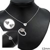 Silver 925 Set of Necklace, Earrings, Ring and Bracelet Heart 12 with Evil Eye and Zircon 