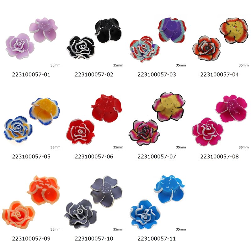 Polymer Clay Motif Rose Two-tone Color 35mm