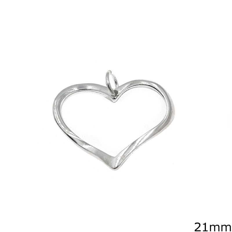 Silver 925 Pendant Outline Style Heart 21mm