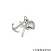 Silver 925 Pendant Cross with Heart and Anchor 13mm