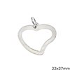 Silver 925 Pendant Flat Outline Style Heart 22x27mm
