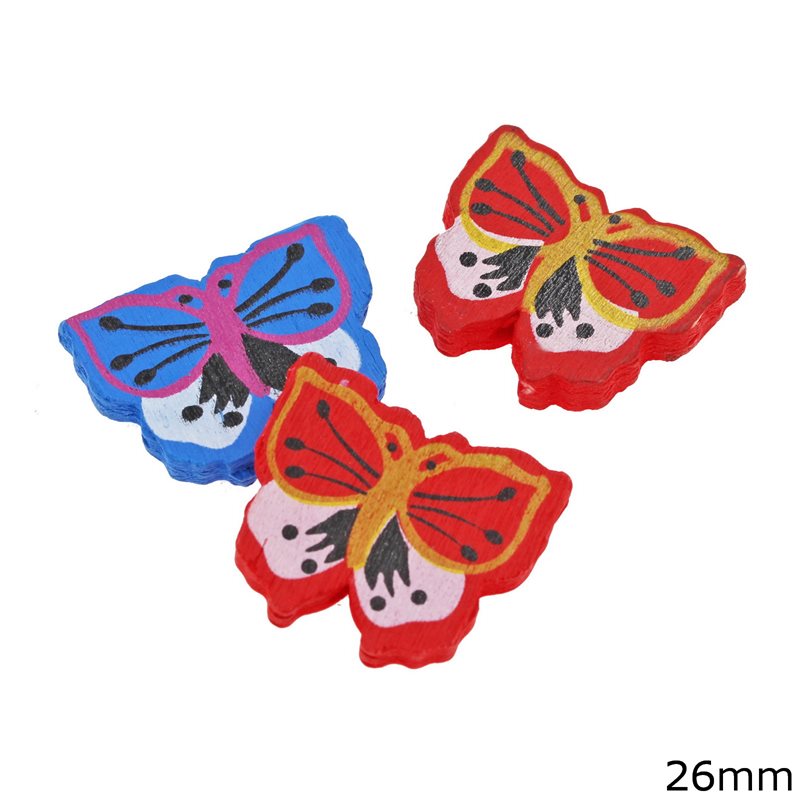 Wooden Bead Butterfly 26mm