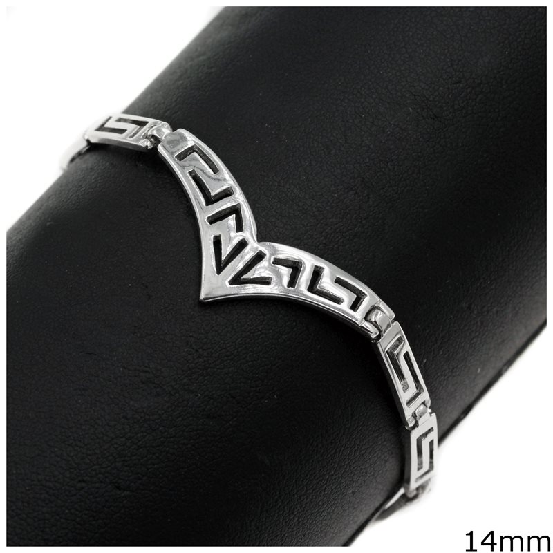 Silver 925 Bracelet Meander in "V" shape 14mm
