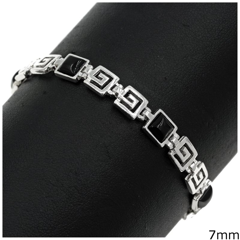 Silver 925 Bracelet Meander with Square Stone 7mm