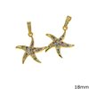 Metallic Starfish Pendant with Multi-color Zircon 18mm