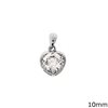 Silver 925 Pendant Heart with Zircon 10mm