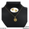Stainless Steel Set of Necklace 18x20mm and Earrings Snowflake 10mm, Gold