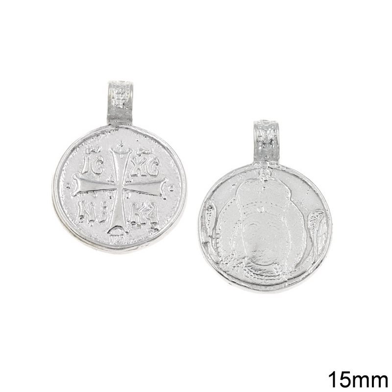 Silver 925 Double Sided Pendant Aghios Taxiarchis 15mm