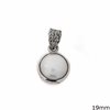 Silver 925 Pendant with Freshwater Pearl Cabochon 19mm