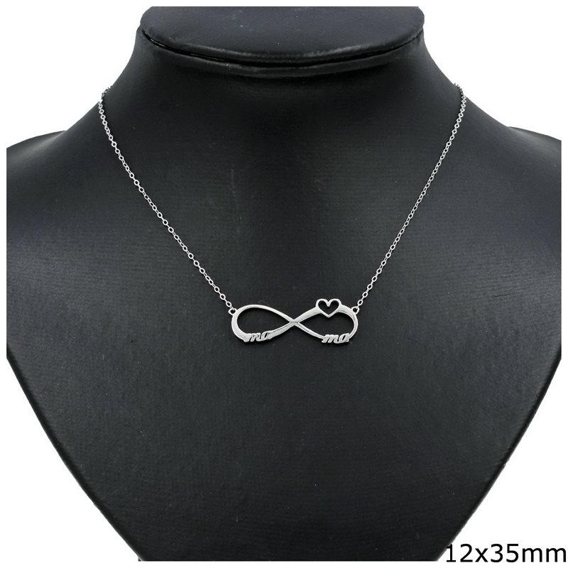 Silver 925 Necklace Infinity Symbol mama 12x35mm