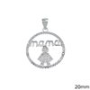Silver 925 Pendant Circle mama with Child and Zircon 20mm