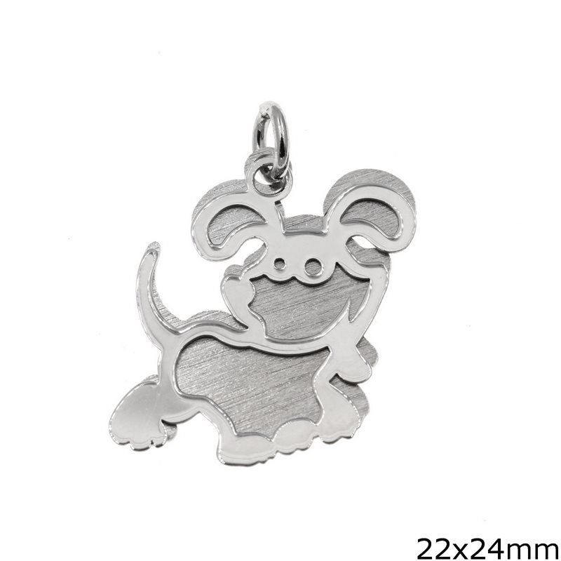 Silver 925 Double Pendant Dog 22x24mm