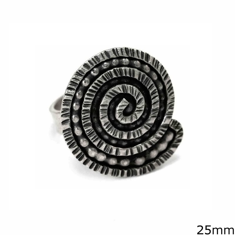 Silver  925 Spiral Ring 25mm