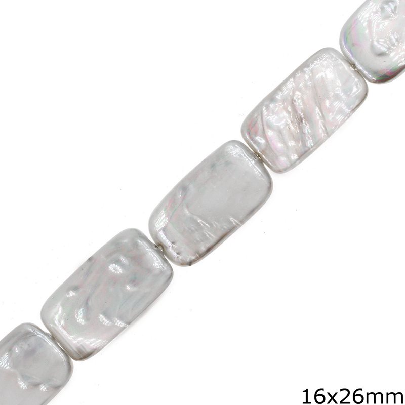Rectangular Pearl Pasta Beads 16x26mm