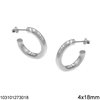 Silver 925 Stud Earrings Shine Finish Hoop 18-40mm