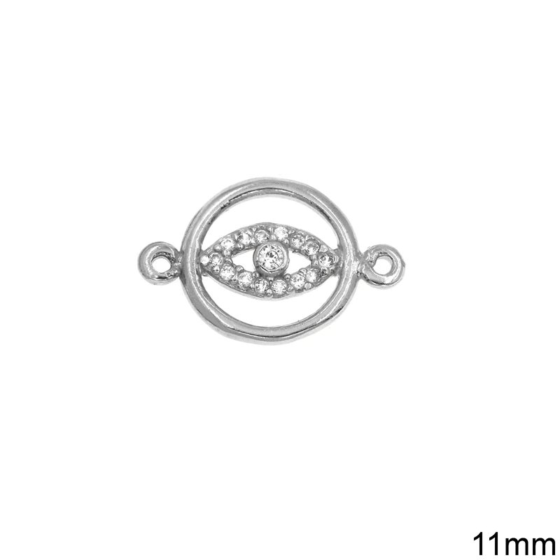 Silver Spacer Evil Eye with Zircon 11mm