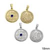Silver 925 Hollow Constantinato Coin with Evil Eye 18mm