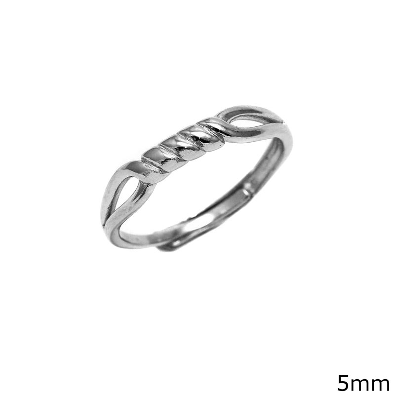Silver  925 Braided Ring 5mm