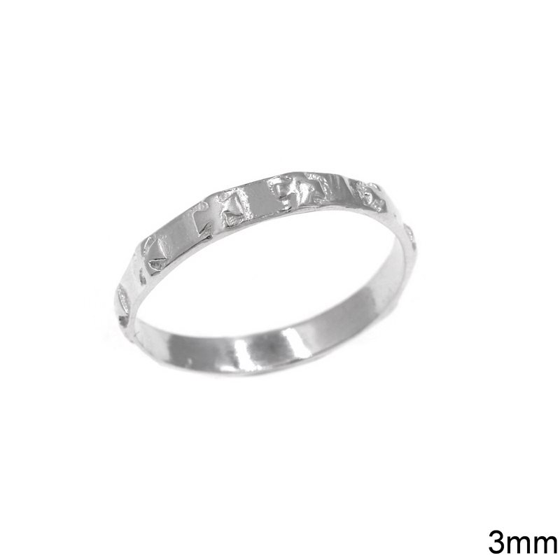 Silver 925 Ring with Cross 3mm